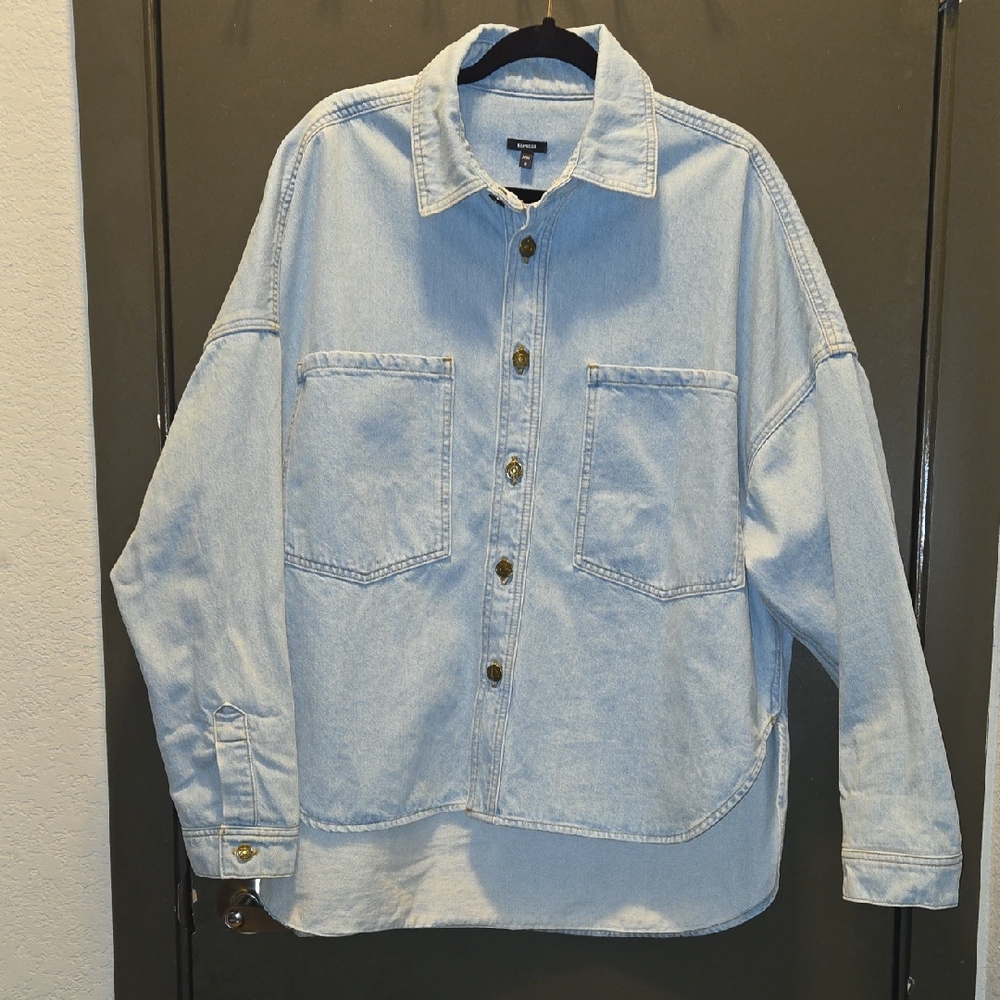 Denim Oversized Button-Up Jacket